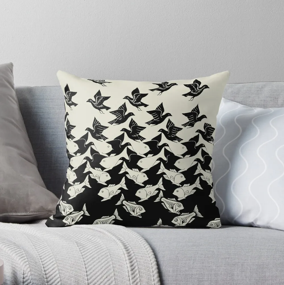 

Fish and Birds Art Deco Tessellation Throw Pillow Pillowcase Cushion Cover Home Decorative Sofa Pillow Cover Cushion Cover