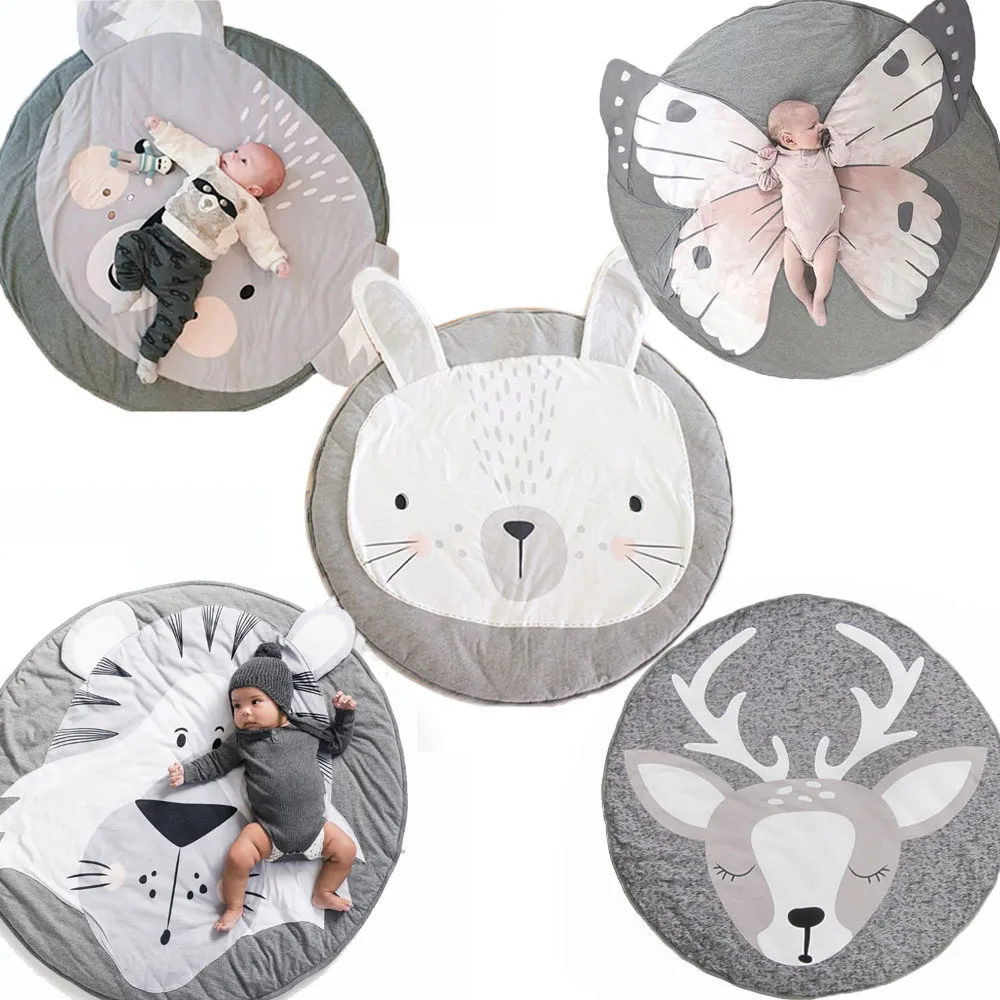 Игровой коврик с мультяшными животными детский для новорожденных хлопковое