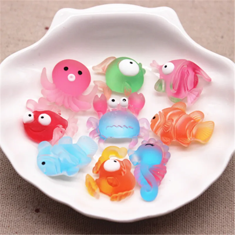 10 шт. новые милые морские животные из смолы рыба/Медузы/краб/морская лошадь с