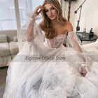 Винтажное свадебное платье с рукавами-фонариками, из тюля