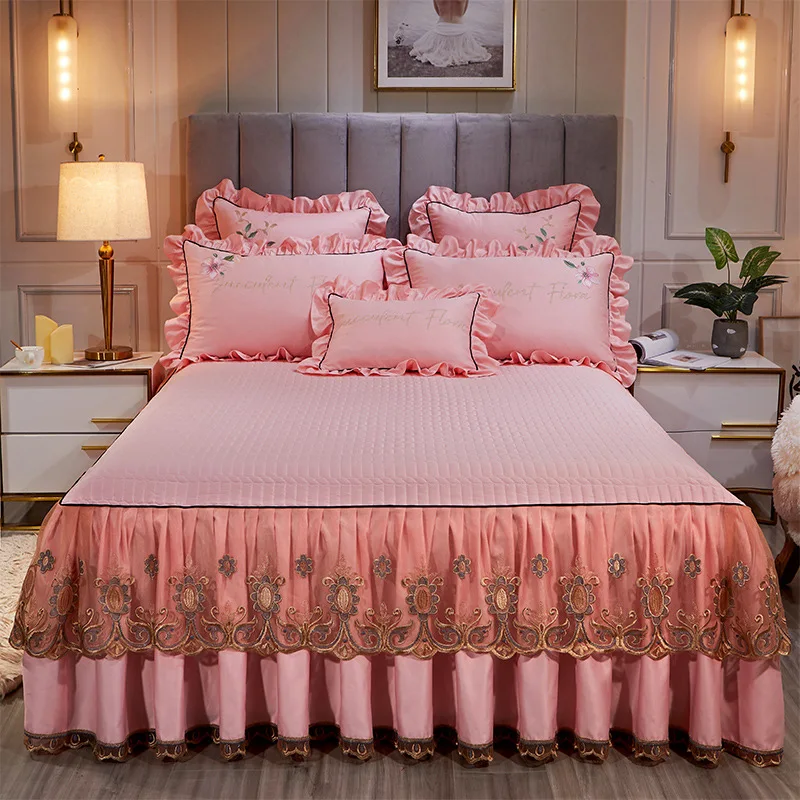 Кружевная постельная юбка в стиле принцессы сатиновые шелковые утепленные