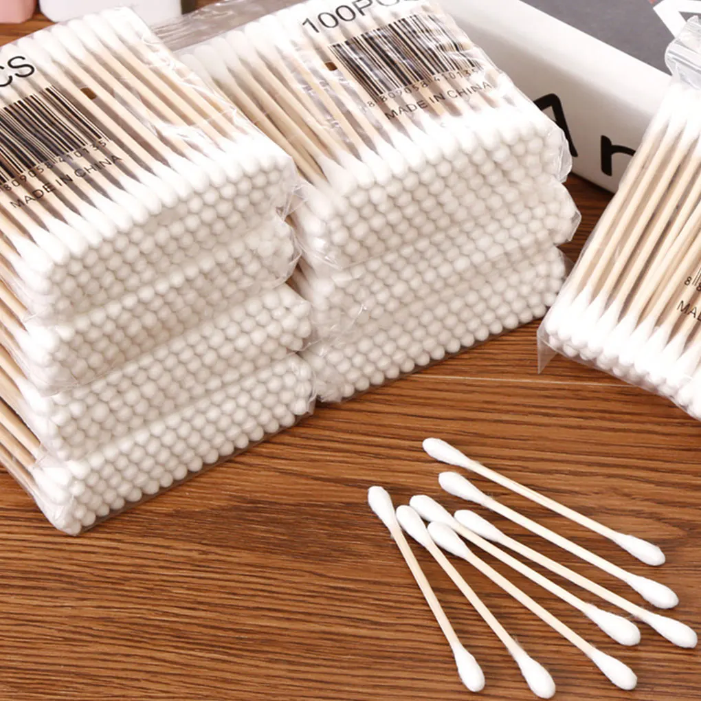 

High Quality 200PCS Double-headed Cotton Swab Stick Baby Sanitary Cotton Swab Cleansing Makeup Stick