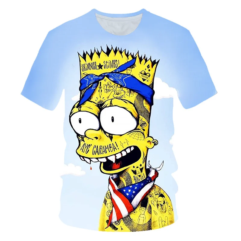2020 летняя забавная футболка с симпсоном мужская Милая одежда футболки 3d