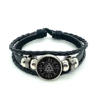 2020 new pagan leather bracelet mysterious pentagram hemisphere high quality woven leather bracelet valentine gift