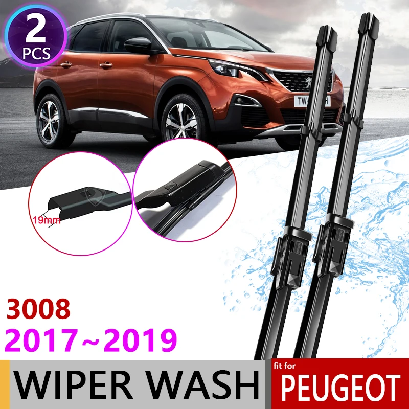 

for Peugeot 3008 2017~2019 2018 Mk2 3008GT GT Car Wiper Blades Front Windscreen Windshield Wipers Car Accessories Stickers