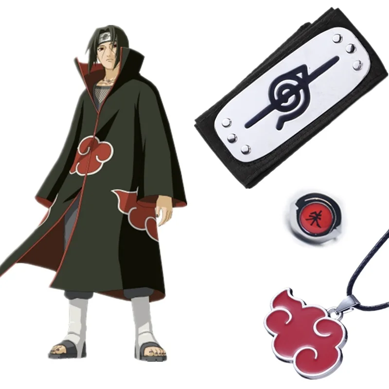 

3pcs/set Akatsuki Ring Necklace Headband Anime Hokage Ninja Cosplay Accessories Itachi Deidara Ninja Character Props Women Men