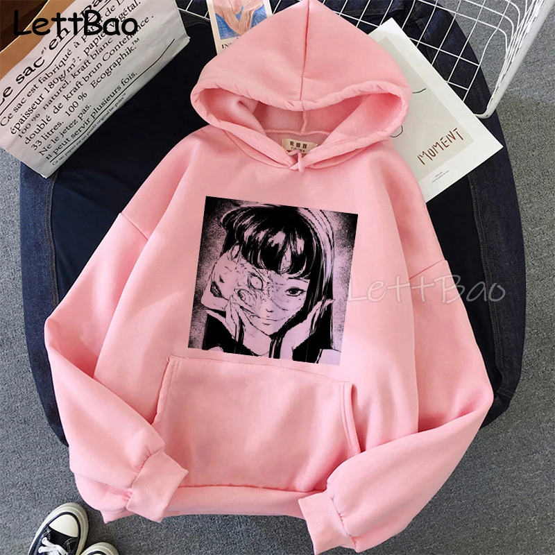

Junji Ito Hoodies Women Men Japanese Anime Manga Pink Hoodie Weeaboo Otaku Horror Sweatshirts Kawaii Streetwear Vintage Hoddies