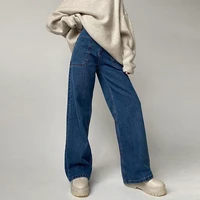 2021 new y2k womens high waist jeans harajuku retro fashion street clothing pocket design loose bag hip wide leg denim trousers