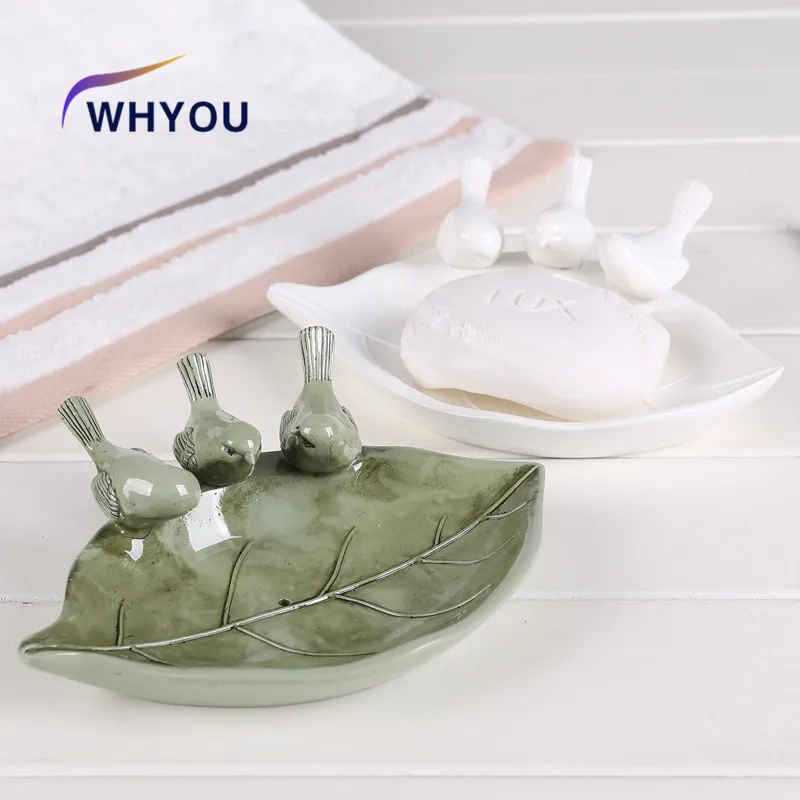 

WHYOU 1piece Resin Soap Box Tray Holder Plate Love Bird Mediterranean Style Dish Ornaments Home Furnishing Decoration