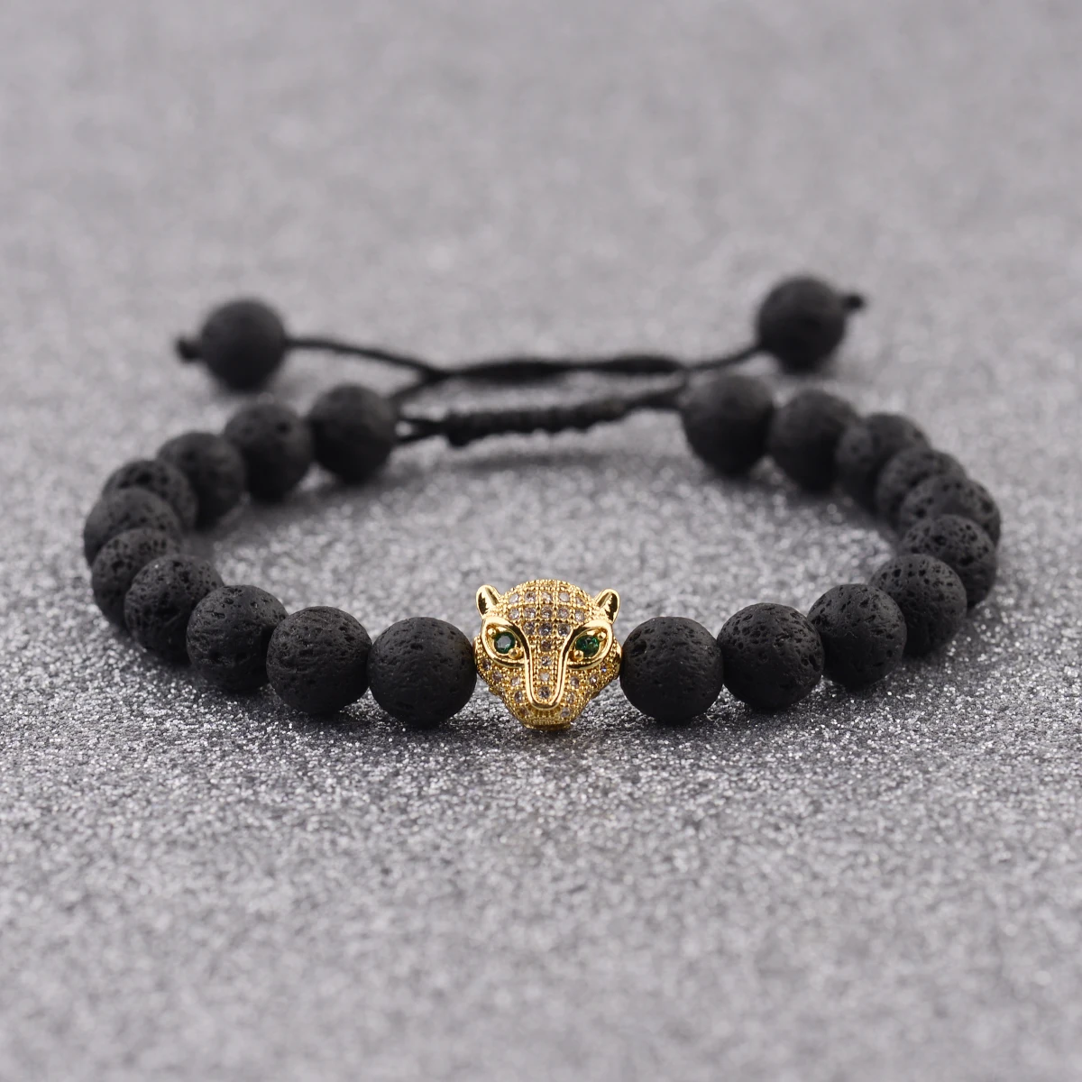 

Bracelet Men Black Lava Healing Leopard Head Balance Beads Reiki Buddha Prayer Natural Stone Yoga Bracelet For Women Homme