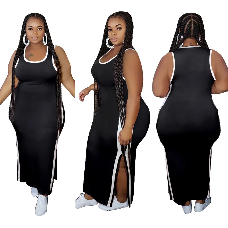 

Ursuper European and American Women's Clothing Cross-Border Nightclub Sexy Binding Vest Fat Woman plus Size Slit Dress