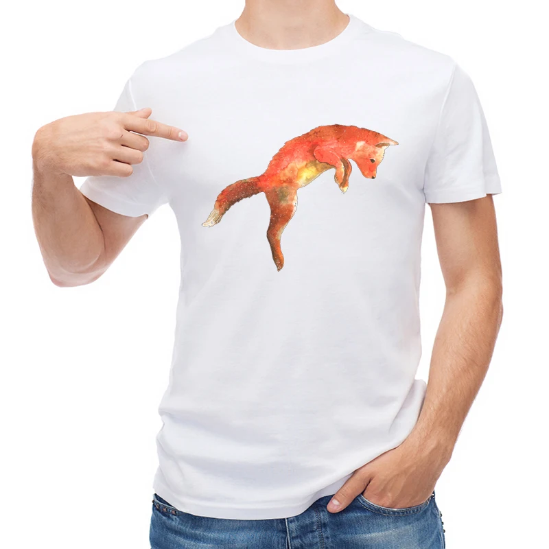 

TEEHUB Short Sleeve Summer Men T-shirt Fashion Fox Printed T Shirt O-Neck Tops Cool Tees