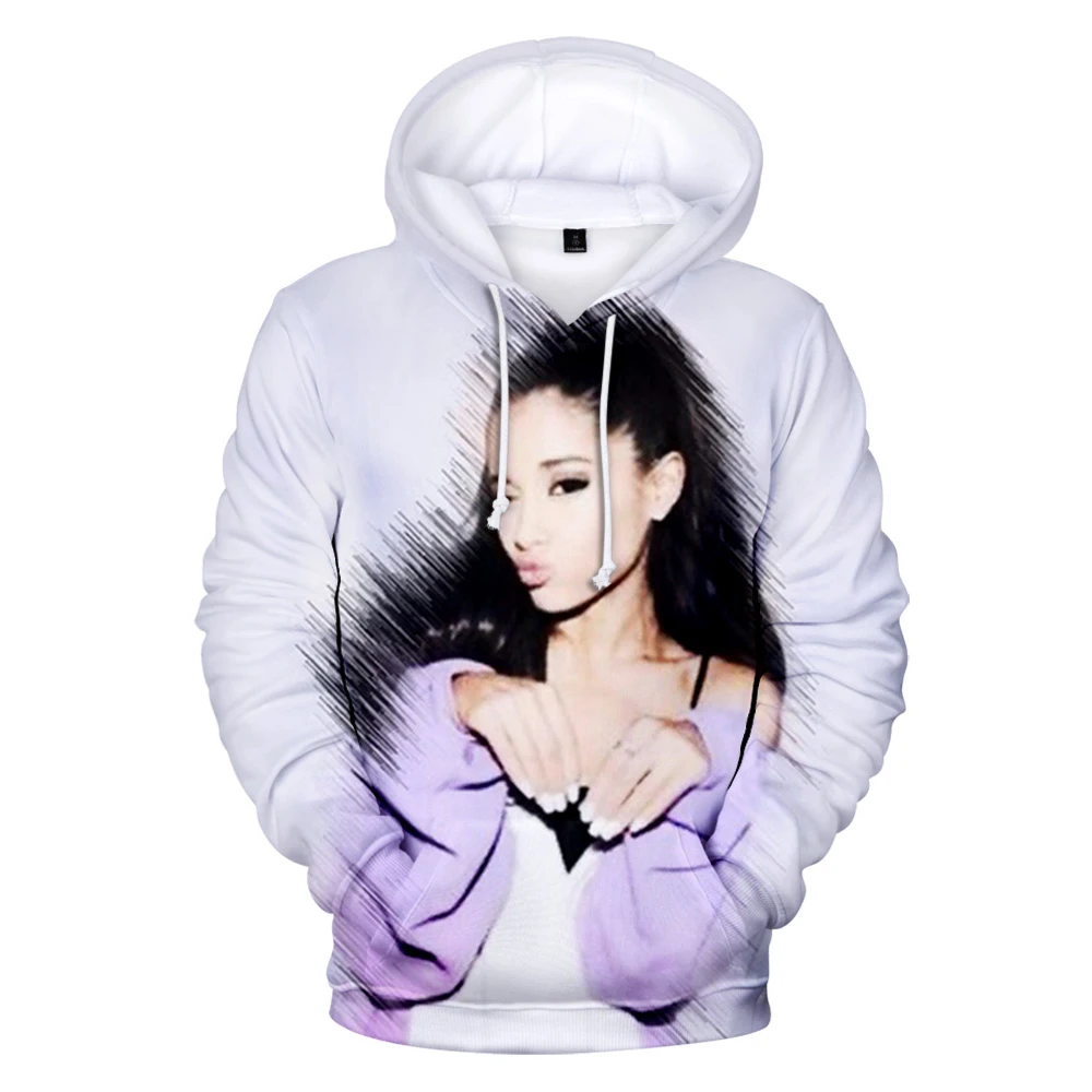

Новые повседневные толстовки с капюшоном Ariana Grande, толстовки с 3D принтом для женщин и мужчин, длинный рукав Kpop, Женский свитшот с капюшоном, п...