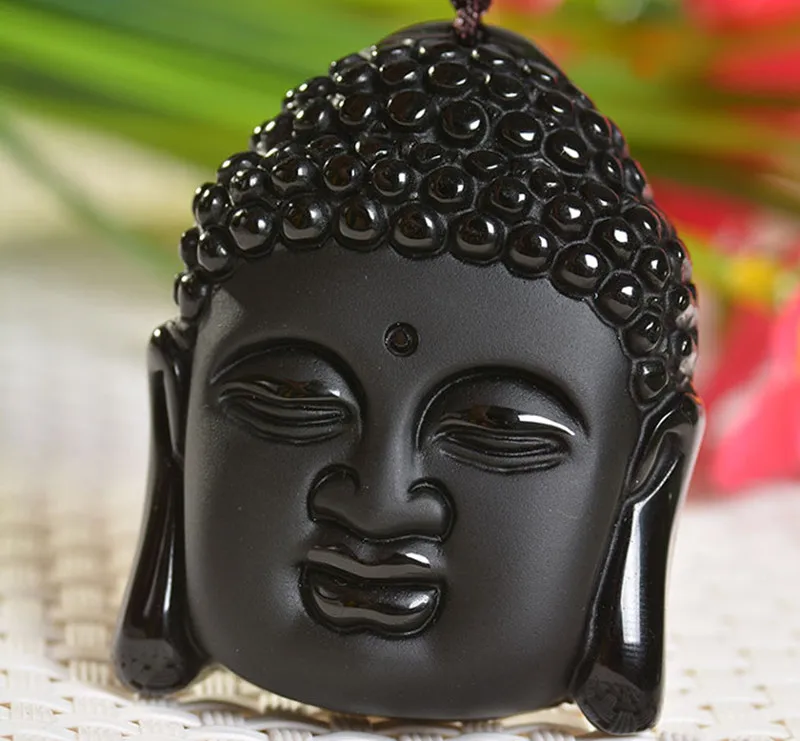 

Authentic Natural Obsidian Dalit Buddha Head Pendant Men and women Guan Gong Necklace Evil Transfer Patron Saint