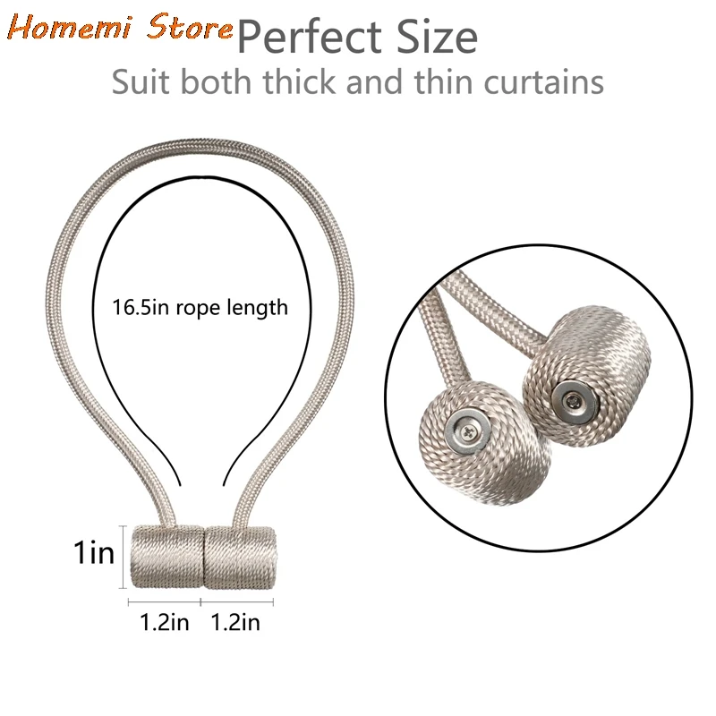 

2 Pairs Round Magnetic Curtain Tie Rope Backs Holders Curtain Buckle Rods Accessoires Hook Home Decorations