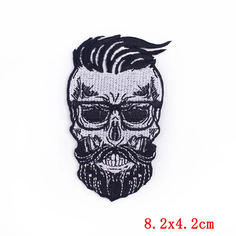 

rock patch skeleton embroidered patches for clothing black and white animal iron on patches skull applique for clothes badge