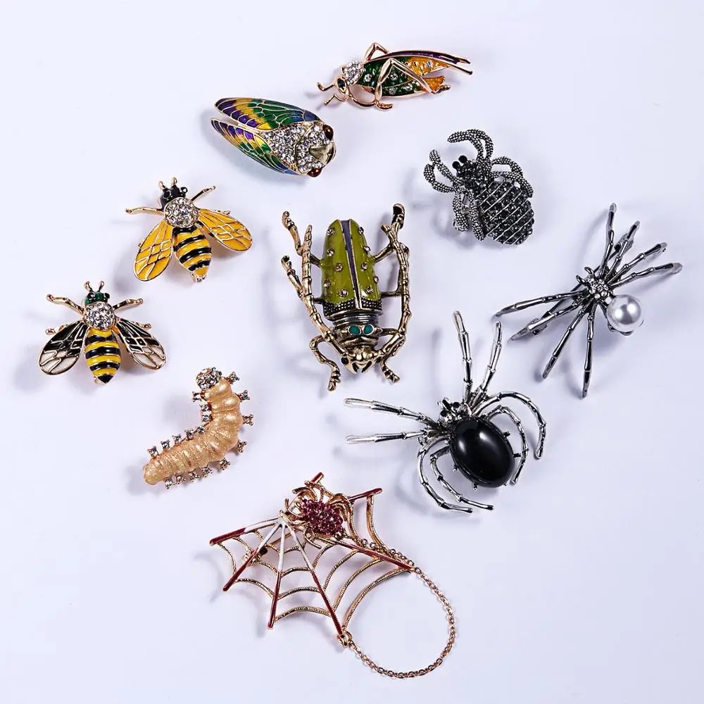 Жук Пчелы паук гусеницы в виде кузнечика из алюминиевого сплава жемчужные стразы