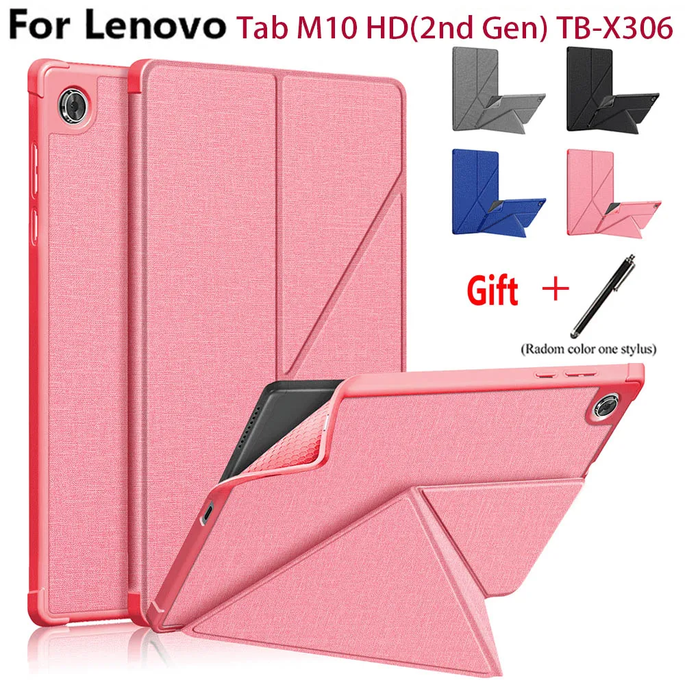 

Auto Sleep/Wake case For Lenovo Tab M10 HD(2nd Gen) 10.1'' 2020 TB-X306 Flip Tablet Case Multi-Viewing Angles Soft TPU Back Cove