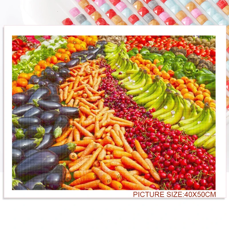 

Delicious Food Cross Stitch Diamond Painting Handmade Wall Art 5D Diy Embroidery Square Round Diamond Kitchen Restaurant Decor