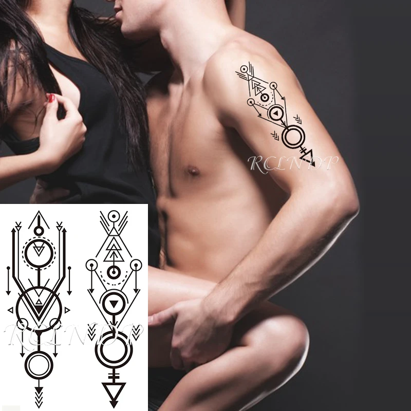 Водостойкая Временная тату-наклейка тотем геометрический символ стрелка