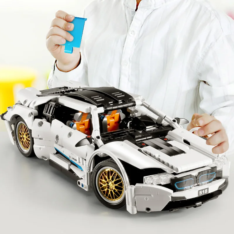 

New MOC High-Tech i8 Red Veneno Bugattied McLarens Bricks Super Sport Car Series Building Blocks Creative Toys for Kids Gifts
