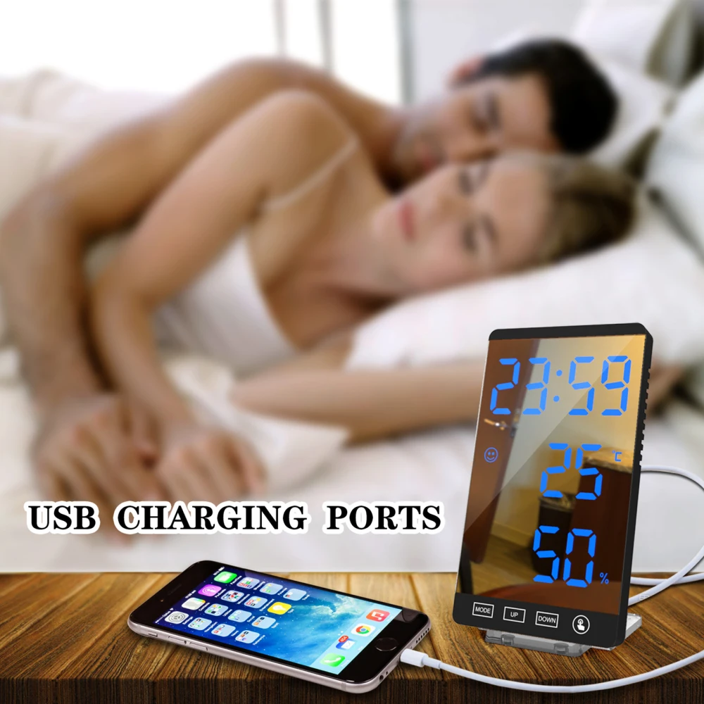 

Port Table Clock 1PC Durable Household Supplies Touch Control Generic Time USB Output Humidity And Temperature Display Clocks