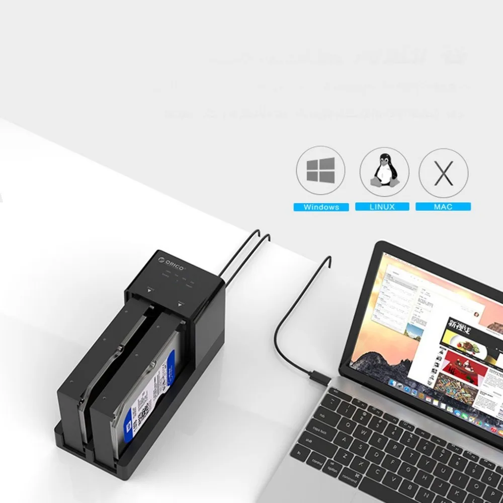ORICO 2,5 3,5 SATA HDD корпус док-станция автономный клон супер скорость USB 3,0 жесткий диск 2 Bay черный