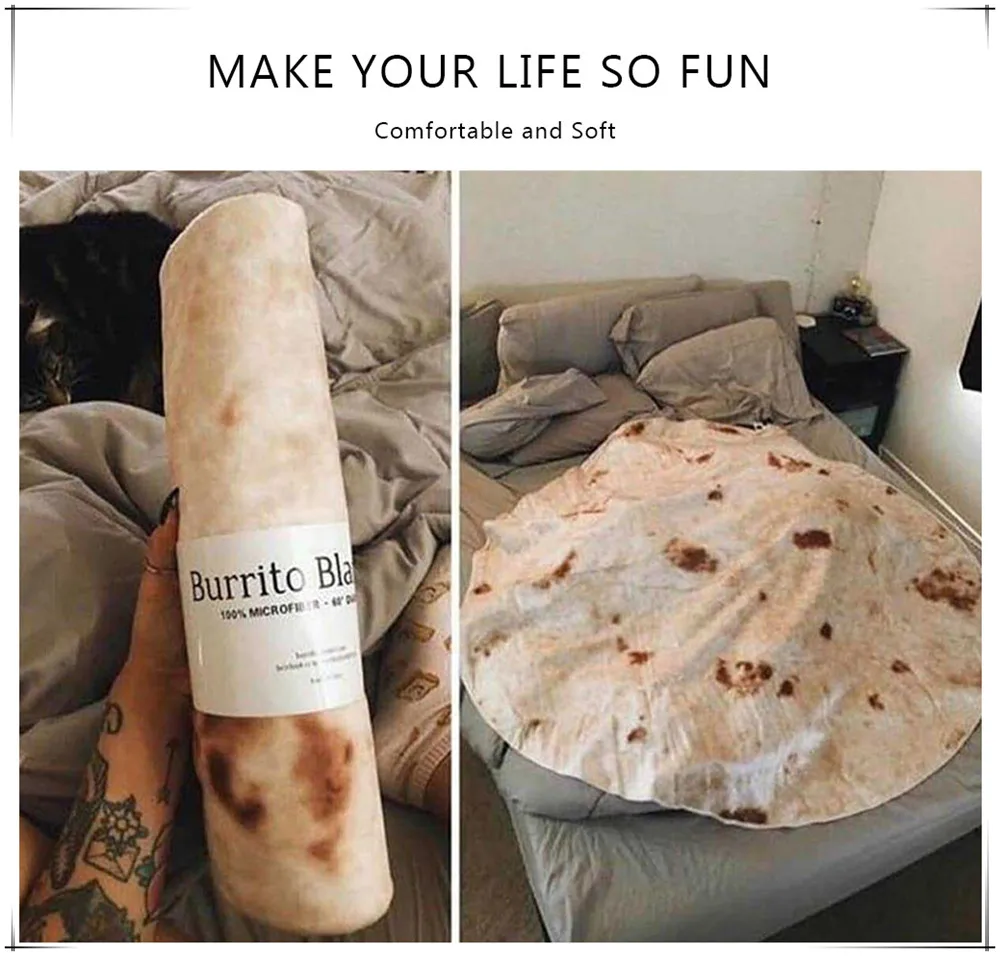 3D печатные фланелевые мягкие Burrito одеяло s круглая форма путешествия покрывало на кровать обертывание Пледы для гостиной забавные покрывала ковер