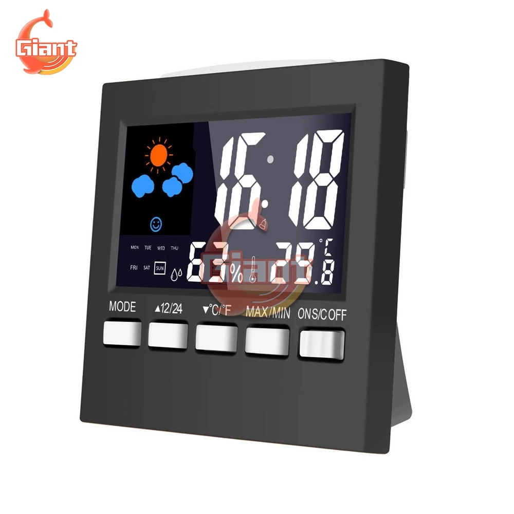 

Temperature Calender Alarm Clocks Digital Thermometer Hygrometer LCD Temperature Humidity Tester Weather Forecast Sound-Control