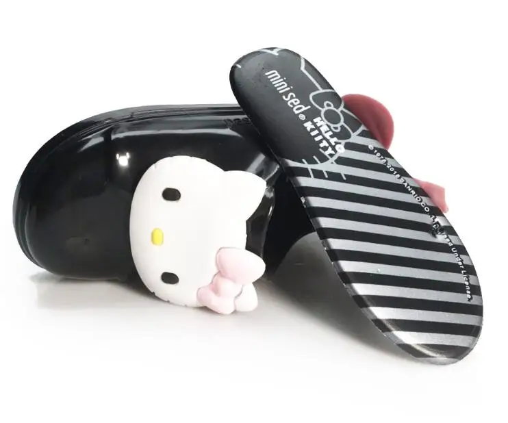 Черный Стиль hello kitty пластиковые сандалии для девочек дышащая детская обувь детские сандалии - Цвет: Черный