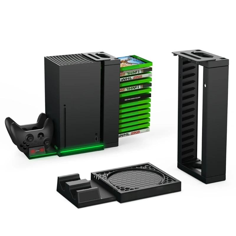 

Вертикальная подставка с охлаждающими вентиляторами для консоли Xbox серии X S, зарядная станция с двойным контроллером, охлаждающая подставк...