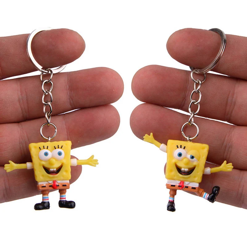 1and2 LXJERY 5 стилей мультфильм Spongebob герои брелок для женщин прекрасная цепочка для ключа сумка подвеска брелок для женщин дети девочки игрушка подарок - Цвет: 1and2