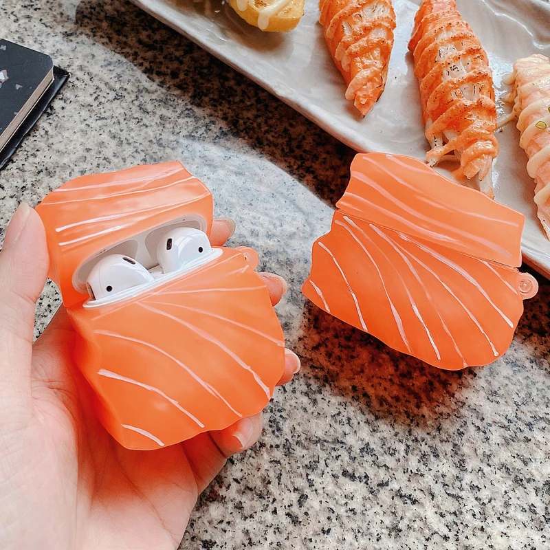 

Simulation Food Sushi Salmon Earpods Case For Airpods 1 2 Pro Funny Silicone Wireless Bluetooth Protective Cover Charging Box