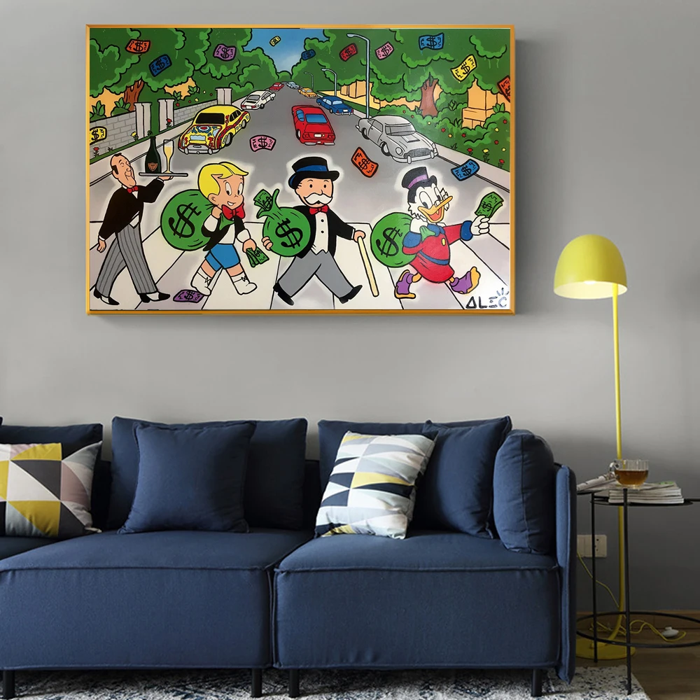 

Monopoly Richie Rich Cross Road Street Art Canvas Print Painting Abstract Wall Picture Modern Living Room Home Decoration Poster