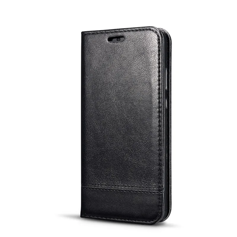 Черный Кожаный чехол Crazy Horse с откидной крышкой Note 10, чехол-Кошелек из искусственной кожи для samsung S6 S7 S9 S8 S10 Plus A7 Note 9 10 Pro, Магнитная крышка - Цвет: Черный