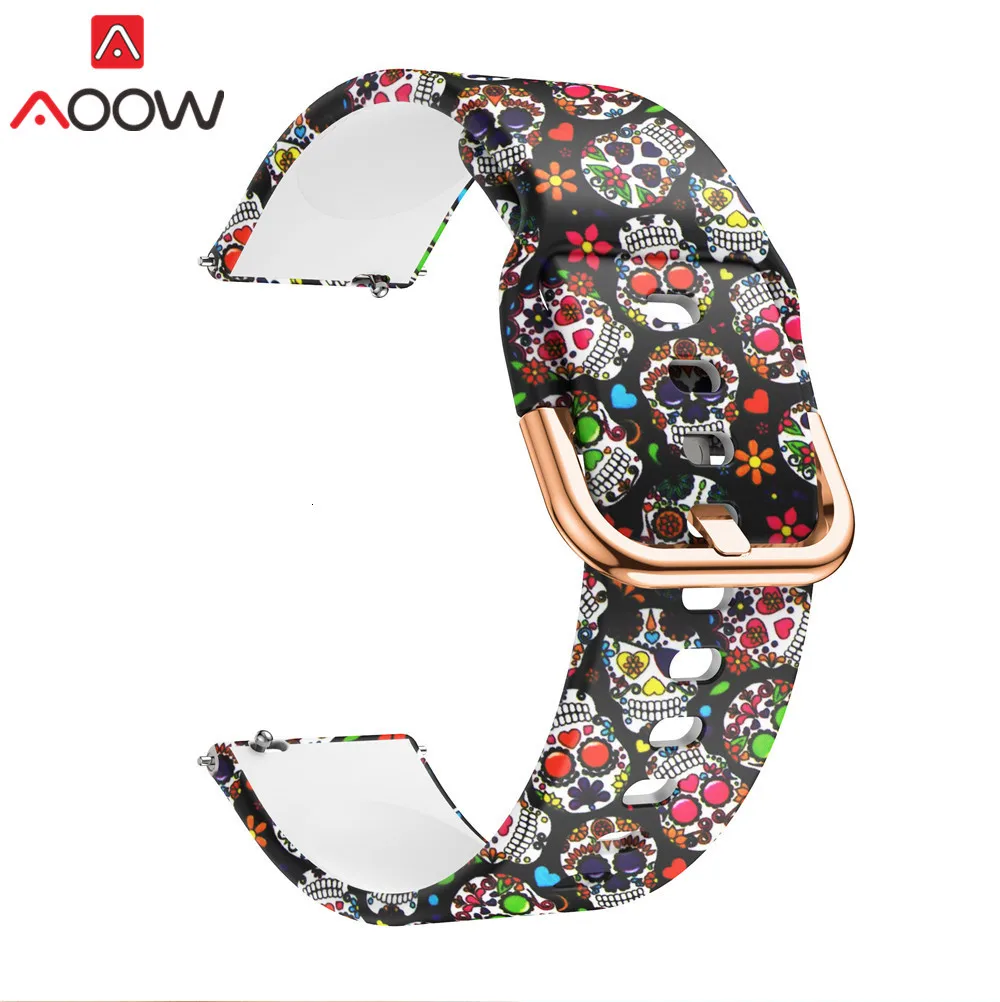 20 мм силиконовый ремешок для часов samsung Galaxy Watch Active 42 мм S2 Huami Amazfit Bip Leopard браслет с принтом ремешок Correa