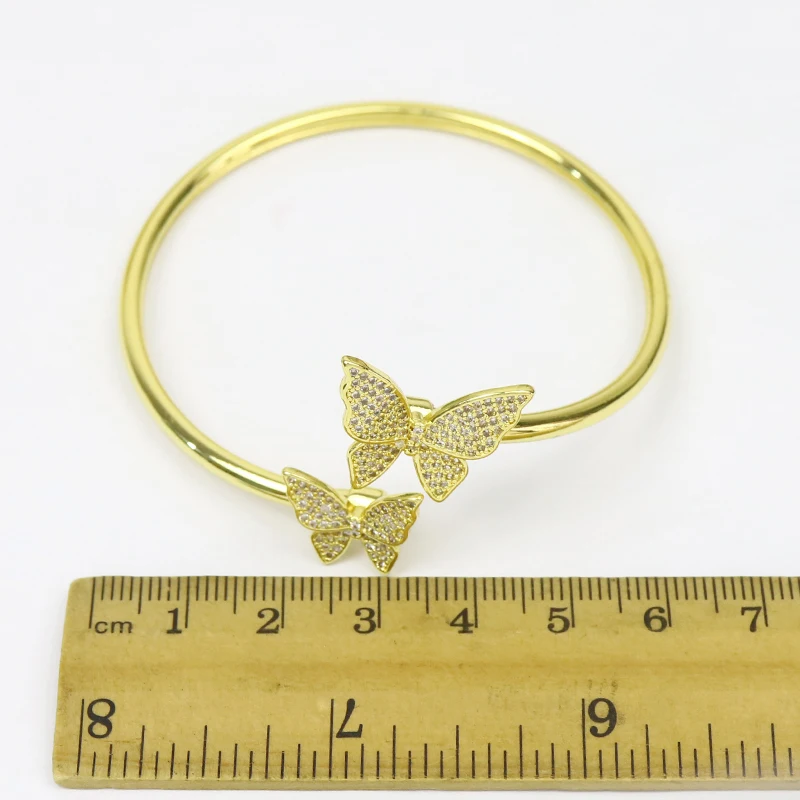 

5Pcs Hight quality Butterfly Bangle Zircon Fashion jewelry metal Bracelet Gold color bangle Women jewelry Women bangle 8447