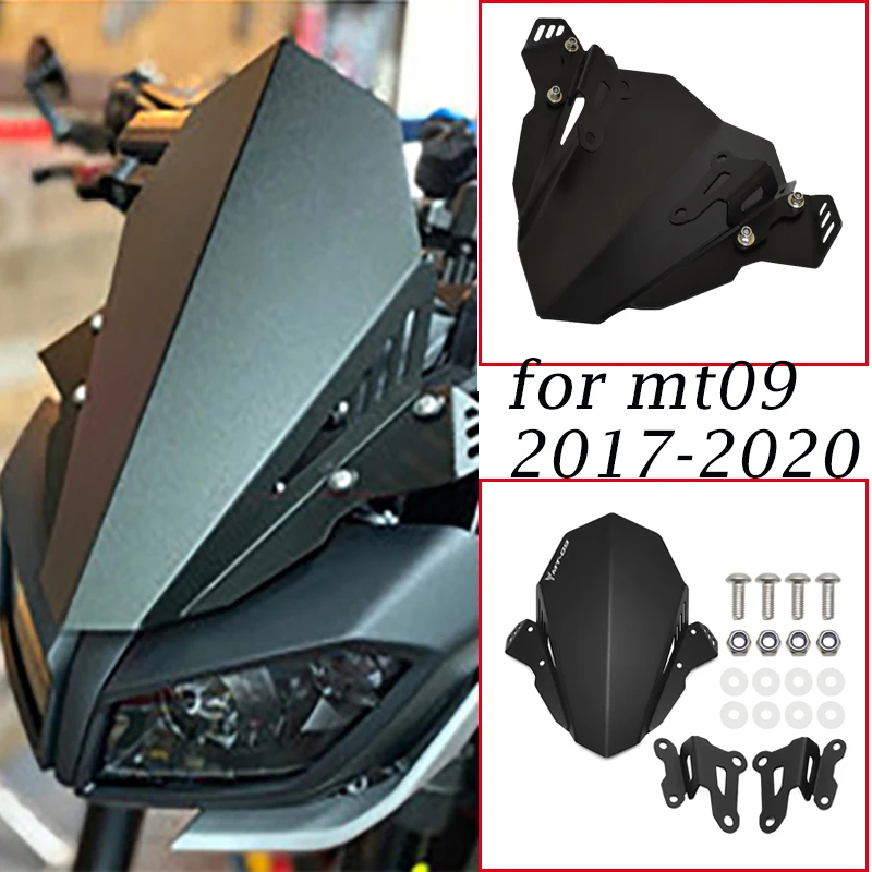 

Лобовое стекло мотоцикла для YAMAHA MT09 FZ-09 MT 09 2017-2020 алюминиевый дефлектор протектор Аксессуары для ветрового экрана