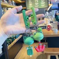 new cute cartoon stretch rope frog top button keychain doll trendy car key chain bag hanging ornaments