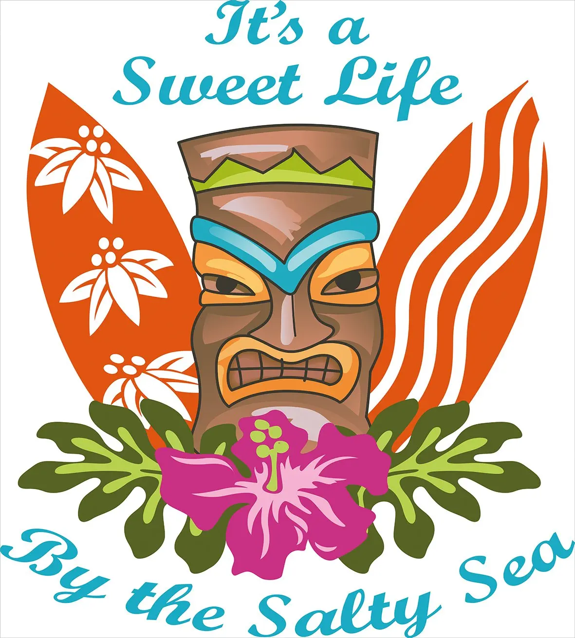 Tiki Bar пододеяльник набор жизнь у соленого моря текст с тики и гибискуса цветок