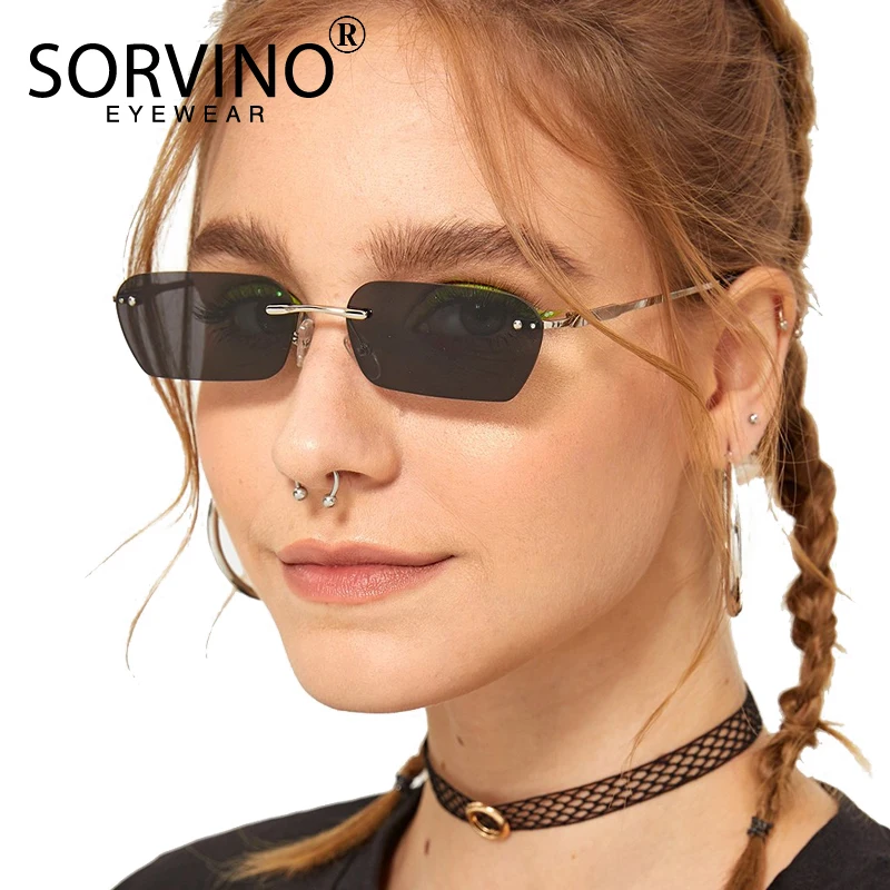 Женские и мужские ретро очки без оправы SORVINO маленькие прямоугольные
