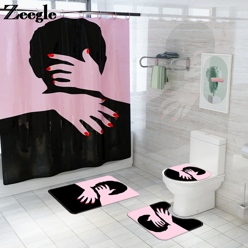 

Zeegle парный коврик для ванной с принтом, набор душевых штор, Противоскользящие коврики для ванной комнаты, водопоглощающий коврик для унитаз...