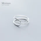 Простое кольцо Modian свободного размера для женщин, подарок, модное Двухслойное кольцо из стерлингового серебра 925 пробы с геометрической линией, Изящные Ювелирные изделия, новинка 2020