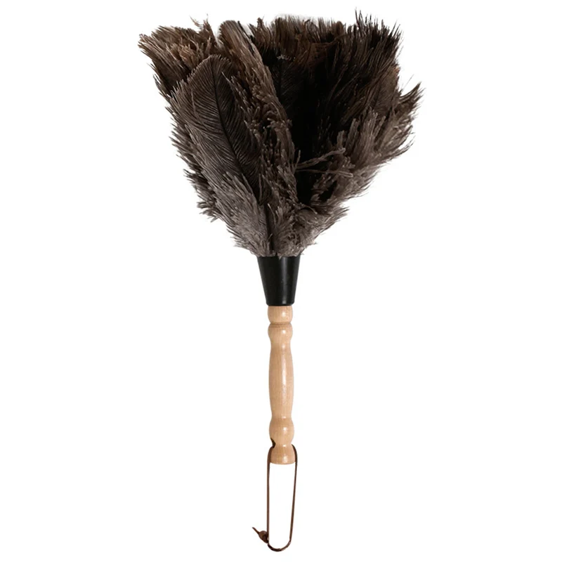 

Feather Fur Brush Duster Dust Cleaning Tool Wooden Handle Anti-static Soft For Home RERI889