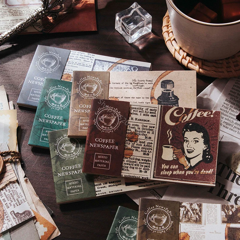 

30Pcs/lot Coffee Stain Theme Mix Material Paper Junk Journal Planner Scrapbooking Vintage Decorative DIY Craft Paper