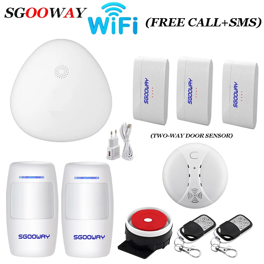 V10 Bundle F Sgooway 433 МГц беспроводная Wifi домашняя охранная сигнализация с двухсторонними датчиками - Цвет: V10 Bundle F