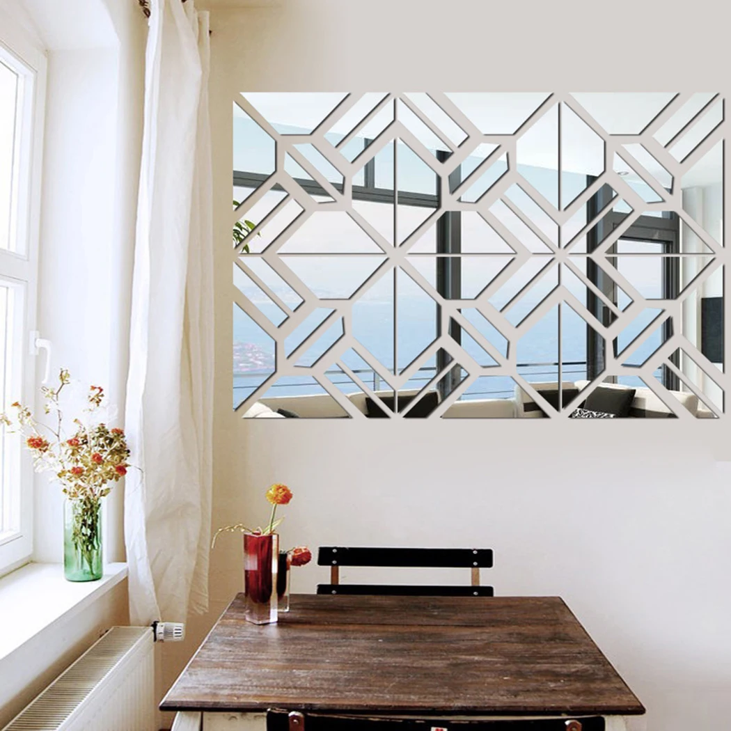 

Tiles Mirror Wall Stickers Waterproof 20CM*20CM 3D Mirror 4Pcs Acrylic