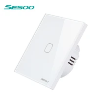 sesoo touch wall light switch waterproof and fireproof tempered glass panel led lamp 1 2 3gang 1way switch no remote control