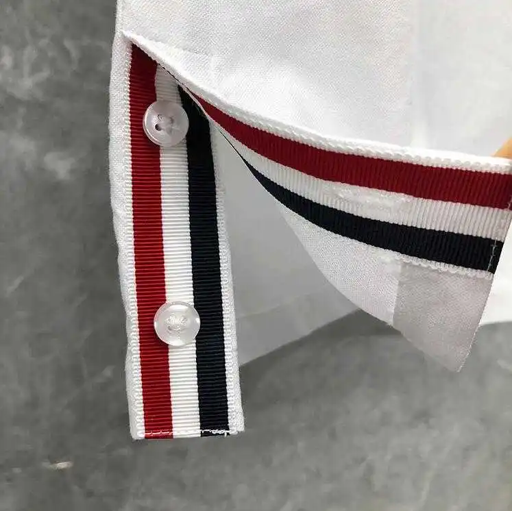 

TB BROWNE Fashion TB Brand Shirts Men Slim Pocket Striped Pullover Casual Shirt Turn Down Collar Oxford Solid Men's Clothing