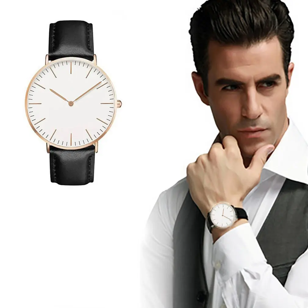 Простые Модные часы люксовый бренд кварцевые модные кожаные ремни спортивные